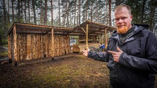 Dach und Rückwand für das Sägewerk Holzlager