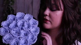 ASMR Update Review Rose Forever New York - Passion Baby Blue Round Black Velvet Preserved Roses