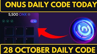 28 October Onus Tap Tap Daily Code | Onus Daily Code Today | Onus Tap Tap Daily Code Today