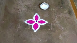 Margazhi madham poo colour kolam designs|3dots dhanurmasam muggulu|new year color rangoli design2024