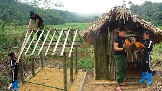 Building a bamboo chicken house for raise chicken - farm life of young couple, live with nature