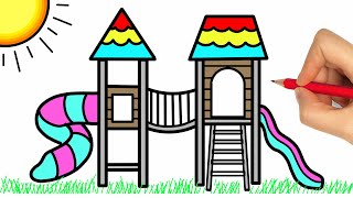 Disegnare e Colorare un Parco Giochi - Disegni per Bambini