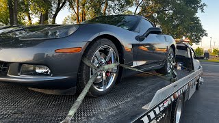 How to tow corvette with broken shifter or no key! #towtruck #towing #tools @harborfreight #pro