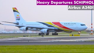 WINDY Departures at #SCHIPHOL AIRPORT - A340 , B747 & More!