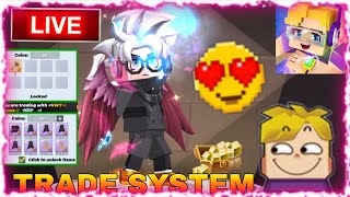 600 Gcubes Giveaway After 44K Sub Trade System In Blockman Go Skyblock || Live Stream!!