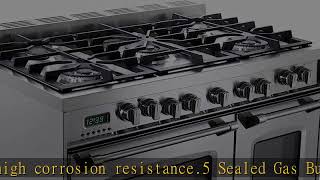 Verona VPFSGE365DSS 36" Prestige Series Freestanding Dual Fuel Range with Double Oven 5 Sealed Burn