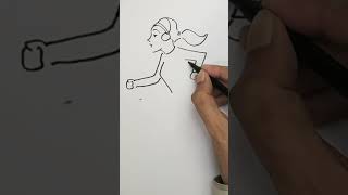 How to draw cartoon girl running easy