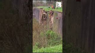 Effondrement d'une partie de la promenade des remparts à Montreuil