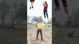 Fitness girl caching and funny vfx magic video