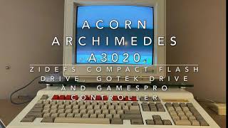 Acorn Archimedes A3020 with ZIDEFS Compact Flash, Gotek, GamesPro Controller & Pacmania and Xenon II