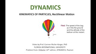 DYNAMICS, Example 12.1.2 Straight motion of a particle