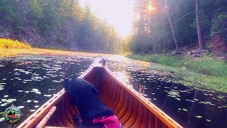 The Dog Days of Summer. Paddling a Cedar/Canvas Chestnut Canoe. Campfire Cooking.