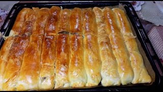 Пирог с мясом из слоенного теста