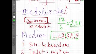 Åk 7 - medelvärde, median och typvärde