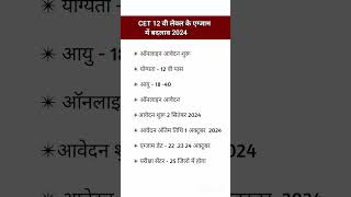 CET 10+2 Exam date 2024 | CET 12th Level Exam date 2024 | CET Admit card 2024 #cet2024 #shorts