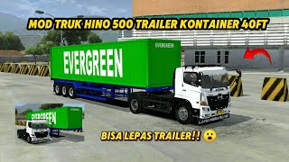 MOD BUSSID REALISTIS!! SHARE MOD TRUK HINO 500 TRAILER KONTAINER 40FT BISA LEPAS TRAILER