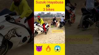 Suzuki Hayabusa tug of war with 3 bikes 😱😈💥#shorts #viral #speedoerror #tugofwar #suzukihayabusa