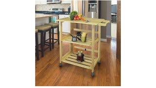 Casual Home Trek Folding Natural Kitchen Cart