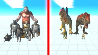 MUTANT PRIMATES Team vs CARNIVORE DINOSAURS Team - Animal Revolt Battle Simulator ARBS