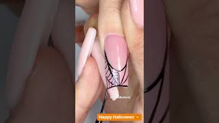 Easy "Spiderweb Nails" to try this Halloween 🎃 #shorts #nailart