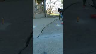 #concretelifting | Huge Cracks Leveled on Driveway Using Expanding Foam | #polyurethanefoam