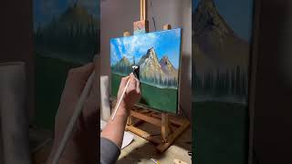 Mountain Bob Ross Style Oil Painting #art #artist #painting #artshorts #artwork #bobross #easy