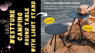 WESTTUNE Camping Round Table with Light Stand