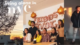 THANKSGIVING VLOG 🦃 NYC Friendsgiving × Filipino FIESTA ( & my journey before the celebration) 🎊🥳