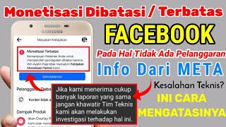 MONETISASI DIBATASI PADAHAL TIDAK ADA PELANGGARAN dan CARA MENGATASI MONETISASI DIBATASI FACEBOOK