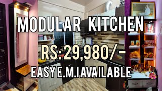 Low Cost Flat Interior Design Kolkata | puja unit design | modular kitchen design | dressers unit