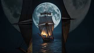 "Sail away" #aiart #ship #moon #sea #ocean #sailaway #nature #moonlight #water #onboard #waves #life