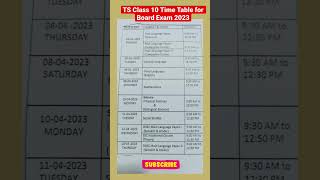 TS Class 10 board exam 2023 time table | TS 10th class exam date 2023 #shorts  #class10 #class10th