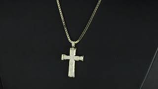 Item 62057 - Round Cubic Zirconia Cross Pendant Necklace .65 TCW 14k Gold-Plated 20"