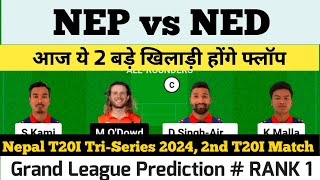 NEP vs NED Dream11 Prediction | NEP vs NED Dream11 Team | nepal vs netherlands today 2nd t20i match|