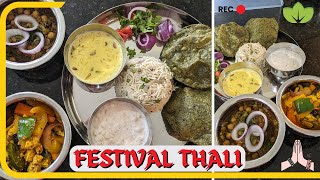 Festival Special Veg Thali |Traditional Veg Thali for Lunch/Dinner| Custard Kheer| Palak Puri & more