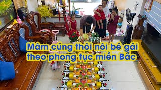 Mâm cúng thôi nôi bé gái theo phong tục miền Bắc | Xôi in hình chữ Phúc đẹp lung linh |ĐồCúngTâmLinh