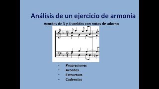 Análisis de un ejercicio de armonía. Ejercicio con acordes de séptima  y notas de adorno.