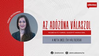 Az Adózóna válaszol – A neta 2022. évi változásai - Tüske Zsuzsanna vámszakértő