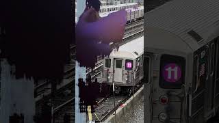 Trains passing by in nyc #train #song #mta #nyc #subwaytrain