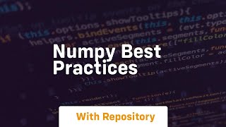 numpy best practices