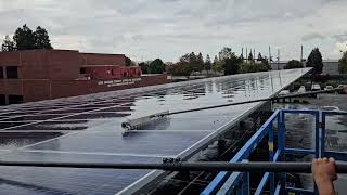 Solar panel cleaning with our powered rotary brushes.