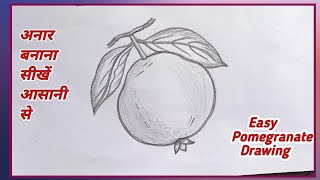 Pomegranate Drawing / अनार का चित्र कैसे बनाएं / Anar Banana Sikhe / Easy Pomegranate Drawing / Anar