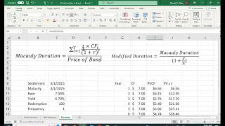 Using the Duration and MDuration functions in Excel