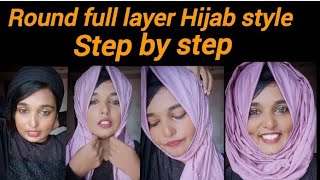 round full layer Hijab style step by step detail Hijab style video #hijab #hijabstyle