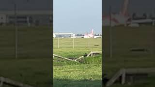 Slow motion EasyJet arrival at Birmingham Airport September 24