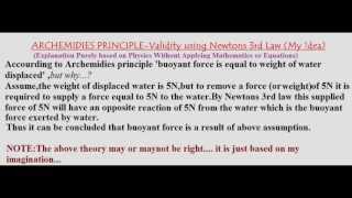 ARCHEMIDIES PRINCIPLE - explained with Newtons 3rd Law (My !dea) - How It Works