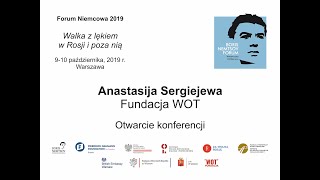 Forum Niemcowa 2019, Dzień 1, Otwarcie, Anastasija Sergiejewa, Fundacja WOT