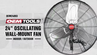 OEMTOOLS 24893 24" Oscillating Indoor/Outdoor Wall-Mount Fan