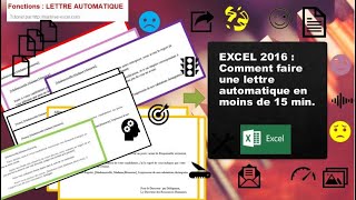 EXCEL 2016 : Comment faire une lettre automatique en moins de 15 min.