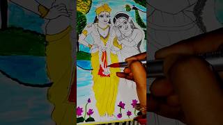 Radha Krishna drawing ✨🙏♥️ with colour ✨#shortvideo #art #radheradhe #radhakrishna #drawing